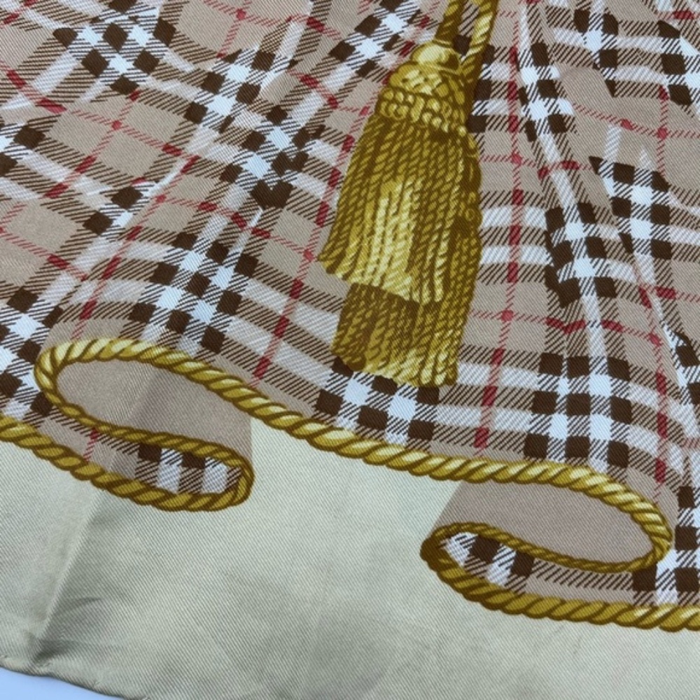 Burberry Vintage Beige and Yellow Check Silk Scarf - Picture 3 of 9